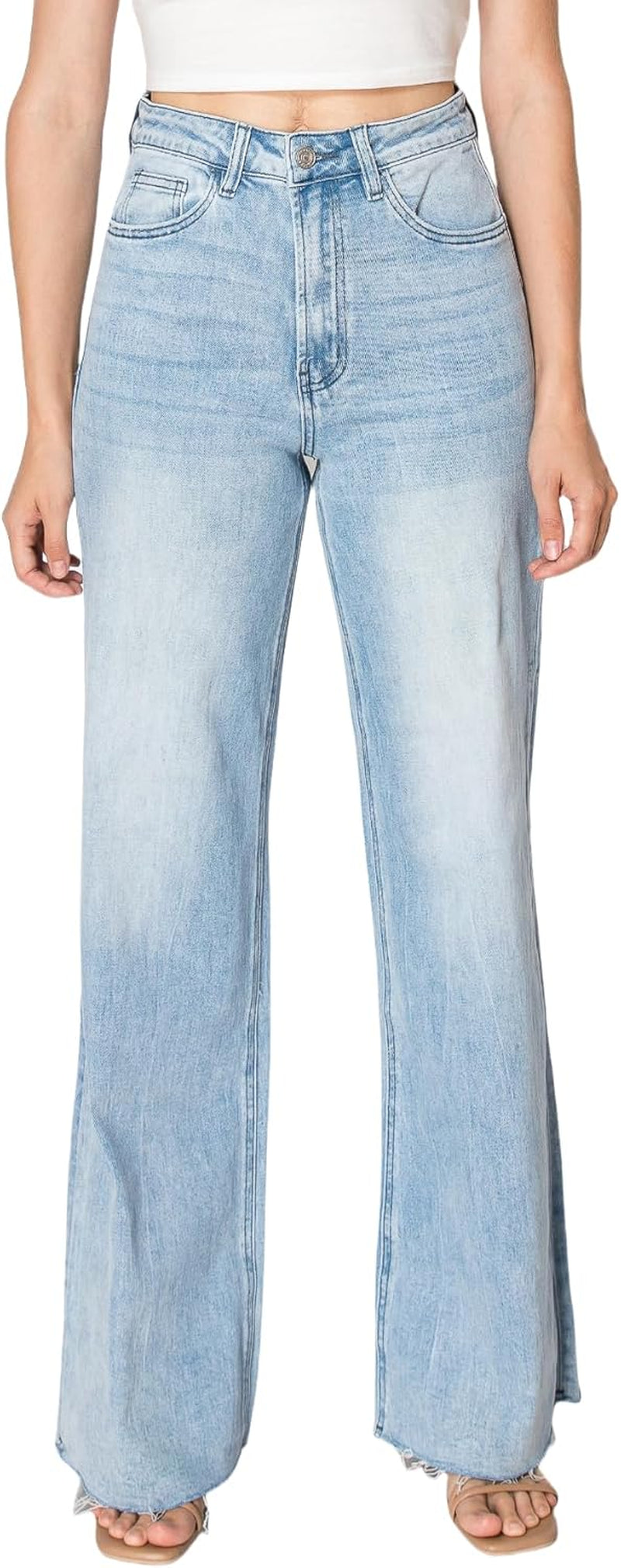 Wide Leg Jeans for Women Stretchy High Waisted BBL Jeans Trendy Boyfriend Baggy Mom Jean